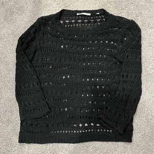 Cyrus black open knit long sleeved sweater